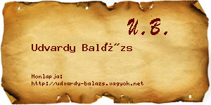 Udvardy Balázs névjegykártya
